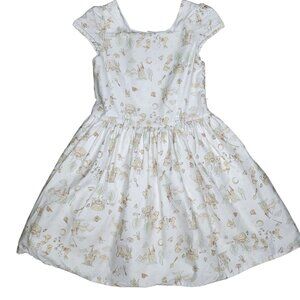 LuluRain Bunny Castle Tea Party Fairytale Dress Girls size 8 cap sleeve white